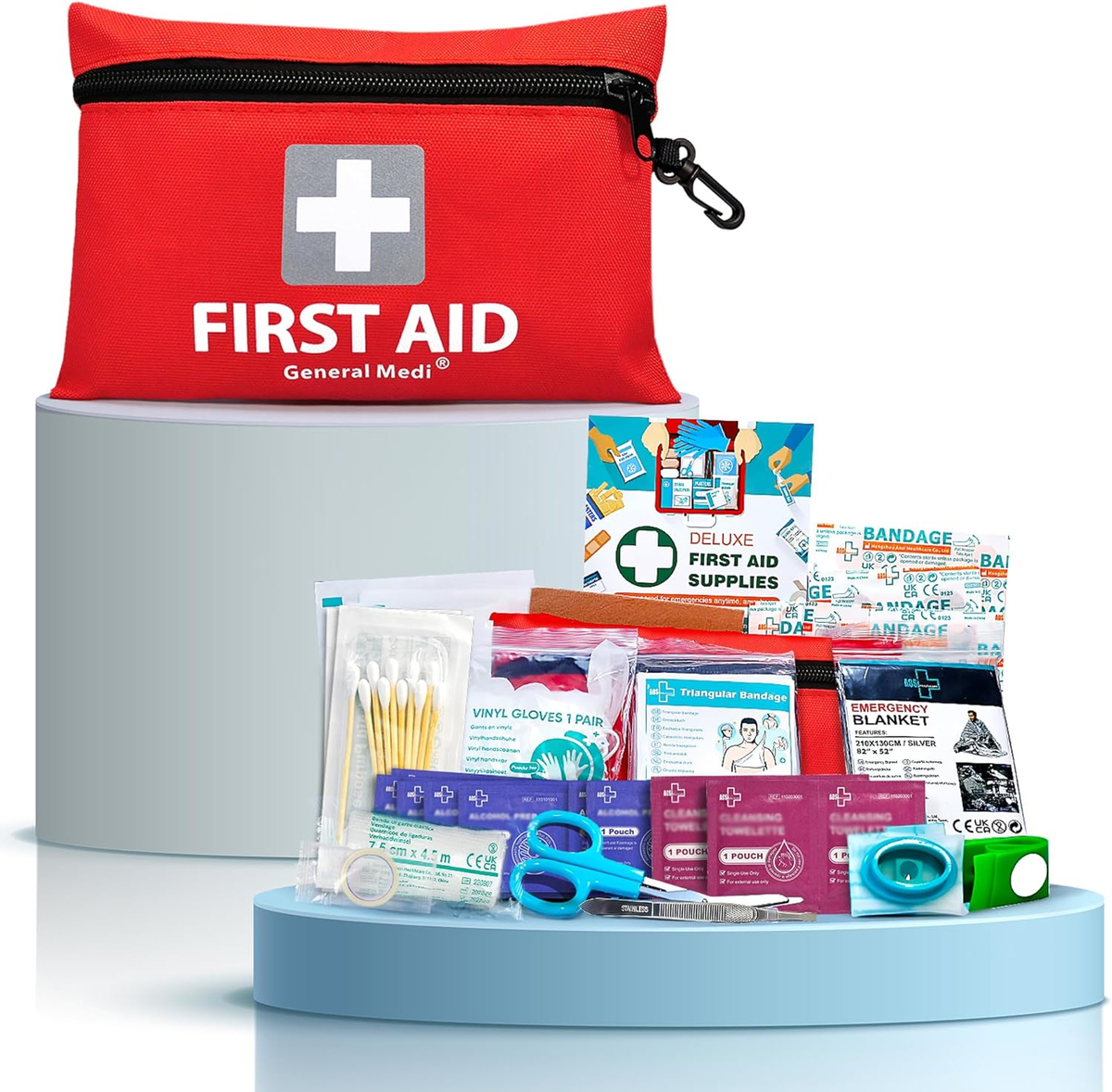 General Medi Mini First Aid Kit, 92 Pieces Small First Aid Kit - Includes Emerge