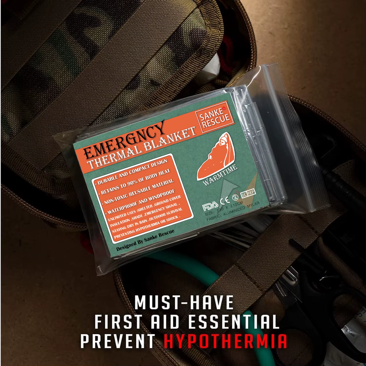 4Pcs Emergency Mylar Thermal Blanket Foil Space Blanket Designed for NASA Body Warmer Outdoor First Aid Camping Hiking Travel