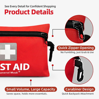 General Medi Mini First Aid Kit, 92 Pieces Small First Aid Kit - Includes Emerge